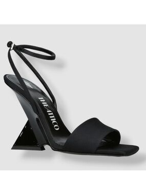 The Attico Women's Black Cheope Satin Wedge Sandal Shoes